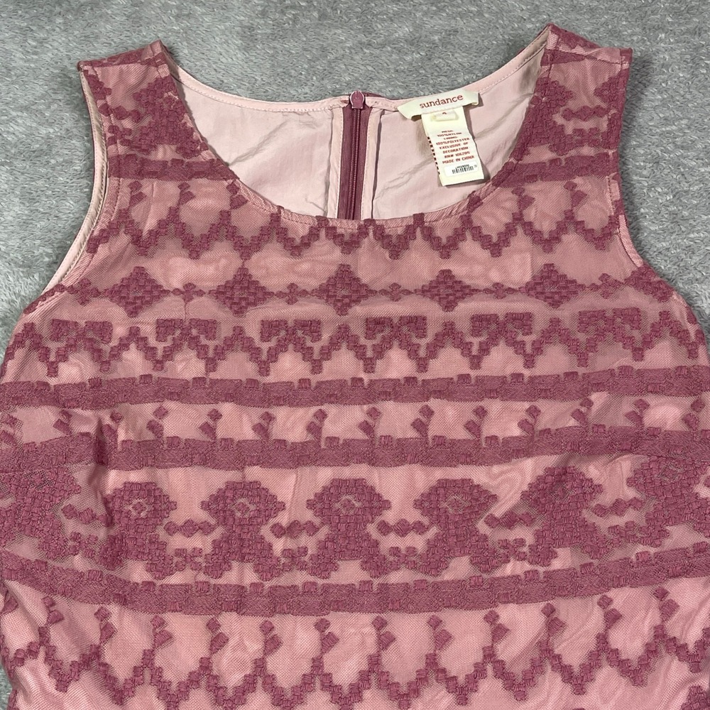 Sundance Mauve Pink Lace Overlay Dress Sleeveless Size 4 Party Cocktail Women's